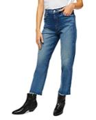 7 For All Mankind High Waist Cropped Straight Leg Jeans In Blue