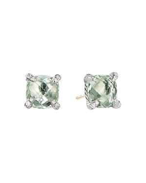 David Yurman Sterling Silver Chatelaine Stud Earrings With Prasiolite & Diamonds