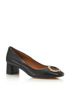 Tory Burch Women's Caterina Round Toe Embellished Leather Pumps
