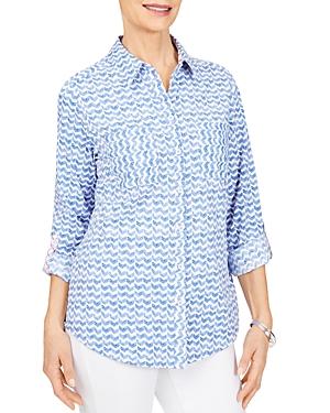 Foxcroft Zoey Chevron Print Button Front Shirt
