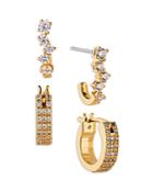 Nadri Pave Huggie & J Hoop Earrings, Set Of 2