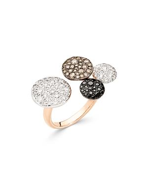 Pomellato 18k Rose Gold Sabbia Black, Brown & White Diamond Pave Disc Cuff Ring
