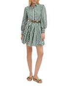 Maje Rebelle Striped Belted Shirt Dress