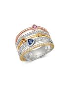 Bloomingdale's Gemstone & Diamond Multi-row Band In 14k Rose, Yellow & White Gold - 100% Exclusive