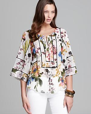 Daniel Rainn Sheer Floral Blouse With Contrast