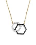 White And Black Diamond Geometric Pendant Necklace In 14k Yellow Gold, 17 - 100% Exclusive