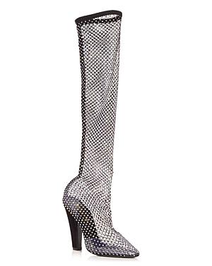 Saint Laurent Women's Koller Embellished Mesh High Heel Boots