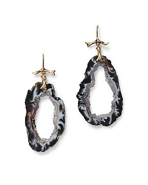 Annette Ferdinandsen Design 14k Yellow Gold Occo Agate Geode Slice Drop Earrings
