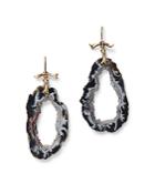Annette Ferdinandsen Design 14k Yellow Gold Occo Agate Geode Slice Drop Earrings