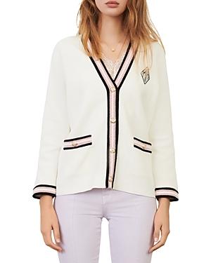 Maje Maison Embroidered Patch Cardigan