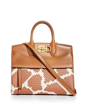 Salvatore Ferragamo Studio Bag Giraffe Spot Woven Leather Satchel