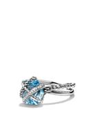David Yurman Petite Cable Wrap Ring With Blue Topaz And Diamonds