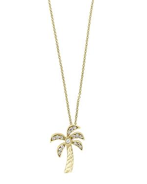 Bloomingdale's Diamond Palm Tree Pendant Necklace In 14k Yellow Gold, 0.10 Ct. T.w. - 100% Exclusive