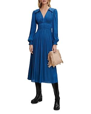 Maje Riannette Smocked Midi Dress