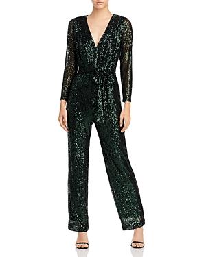 Aqua Sequined Long Sleeve Jumpsuit - 100% Exclusive