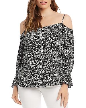 Karen Kane Printed Cold-shoulder Blouse
