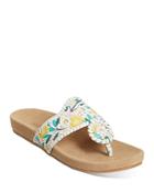 Jack Rogers Women's Lemon Print Leather Thong Sandals