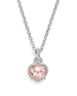 Judith Ripka Sterling Silver Heart Necklace With Pink Crystal, 17