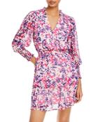Aqua Abstract Print V Neck Mini Dress - 100% Exclusive