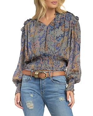 Elan Printed Smocked Waist Top