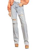 Veronica Beard Dylan High Rise Destructed Jeans In Pebble Sto