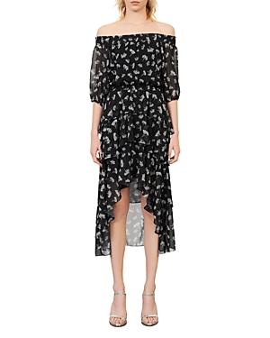 Maje Renelle Printed Off-the-shoulder Dress