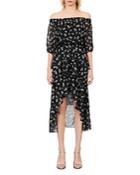 Maje Renelle Printed Off-the-shoulder Dress