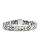 Lagos Sterling Silver & 18k Yellow Gold Caviar Beaded Oval Bracelet