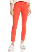 Mother The Stunner Ankle Fray Skinny Jeans In Tomato