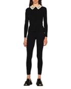 Sandro Joie Crochet Collar Ribbed Cardigan