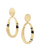 Ippolita 18k Gold Classico Double Oval Hammered Clip-on Drop Earrings