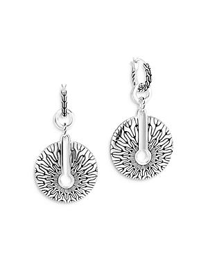 John Hardy Sterling Silver Classic Chain Convertible Disc Drop Hoop Earrings