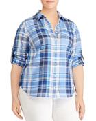 Lauren Ralph Lauren Plus Plaid Roll-sleeve Shirt