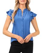 Cece Pintucked Button Front Blouse