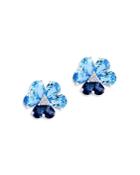 Bloomingdale's Blue Topaz & Diamond Flower Stud Earrings In 14k White Gold - 100% Exclusive