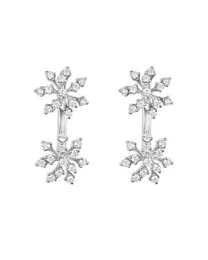 Hueb 18k White Gold Luminus Diamond Double Cluster Drop Earrings