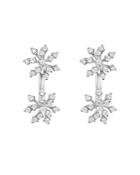 Hueb 18k White Gold Luminus Diamond Double Cluster Drop Earrings