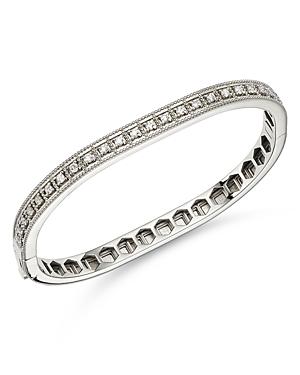 Alberto Amati Sterling Silver Diamond Oval Hinge Bangle Bracelet