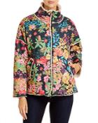 Johnny Was Camelita Floral Print Sherpa Lined Coat