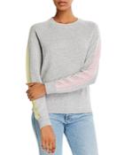 Minnie Rose Cashmere Mesh-stripe Sweatshirt