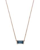 Bloomingdale's London Blue Topaz & Diamond Accent Bar Necklace In 14k Rose Gold, 16-18 - 100% Exclusive