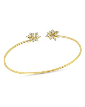 Hueb 18k Yellow Gold Luminus Diamond Cluster Cuff Bangle Bracelet