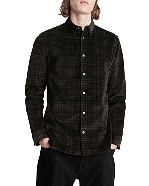 Allsaints Seward Cotton Blend Corduroy Yarn Dyed Check Slim Fit Button Down Shirt