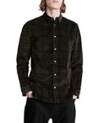 Allsaints Seward Cotton Blend Corduroy Yarn Dyed Check Slim Fit Button Down Shirt