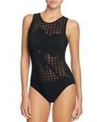 Profile By Gottex Rambling Rose High Neck One Piece Swimsuit