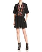 Love Sam Pintucked Lace Embroidered Dress