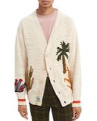 Scotch & Soda Cotton Blend Embroidered Regular Fit Cardigan