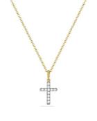 David Yurman Cable Collectibles Cross With Diamonds In Gold On Chain