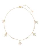 Kate Spade New York Painted Petal Gold-tone Freshwater Pearl Flower Charm Collar Necklace, 17-20