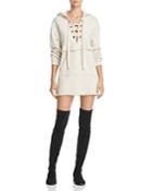Kendall And Kylie Hooded Lace-up Sweatshirt Dress